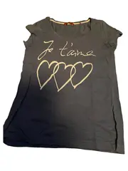 Vorschaubild 1 von EDC T-Shirt Damen Kurzarm Baumwolle Grau Gr. 36 S Casual Schriftzug