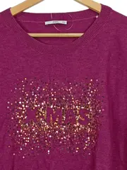 Vorschaubild 2 von edc Damen Pullover Lila Pailletten Schriftzug Langarm Gr. XXL