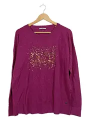Vorschaubild 1 von edc Damen Pullover Lila Pailletten Schriftzug Langarm Gr. XXL