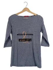 Vorschaubild 1 von Damen Shirt 3/4-Arm Grau Gr. 38 M Print Don't Worry