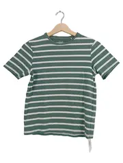 Vorschaubild 1 von Kinder T-Shirt Gr. 140 Gestreift Grün Weiß Casual Baumwolle
