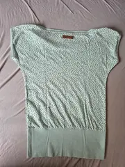 Vorschaubild 2 von Damen Shirt Kurzarm Gr. 40/L Grün Sterne Casual
