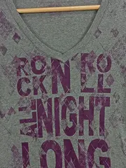 Vorschaubild 3 von Damen T-Shirt Rock N Roll Night Long Grau Gr. 38/M Casual