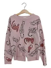 Vorschaubild 1 von Kinder Pullover Gr. 122 Pink mit Tiger-Print Animal-Muster