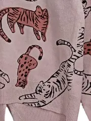 Vorschaubild 3 von Kinder Pullover Gr. 122 Pink mit Tiger-Print Animal-Muster