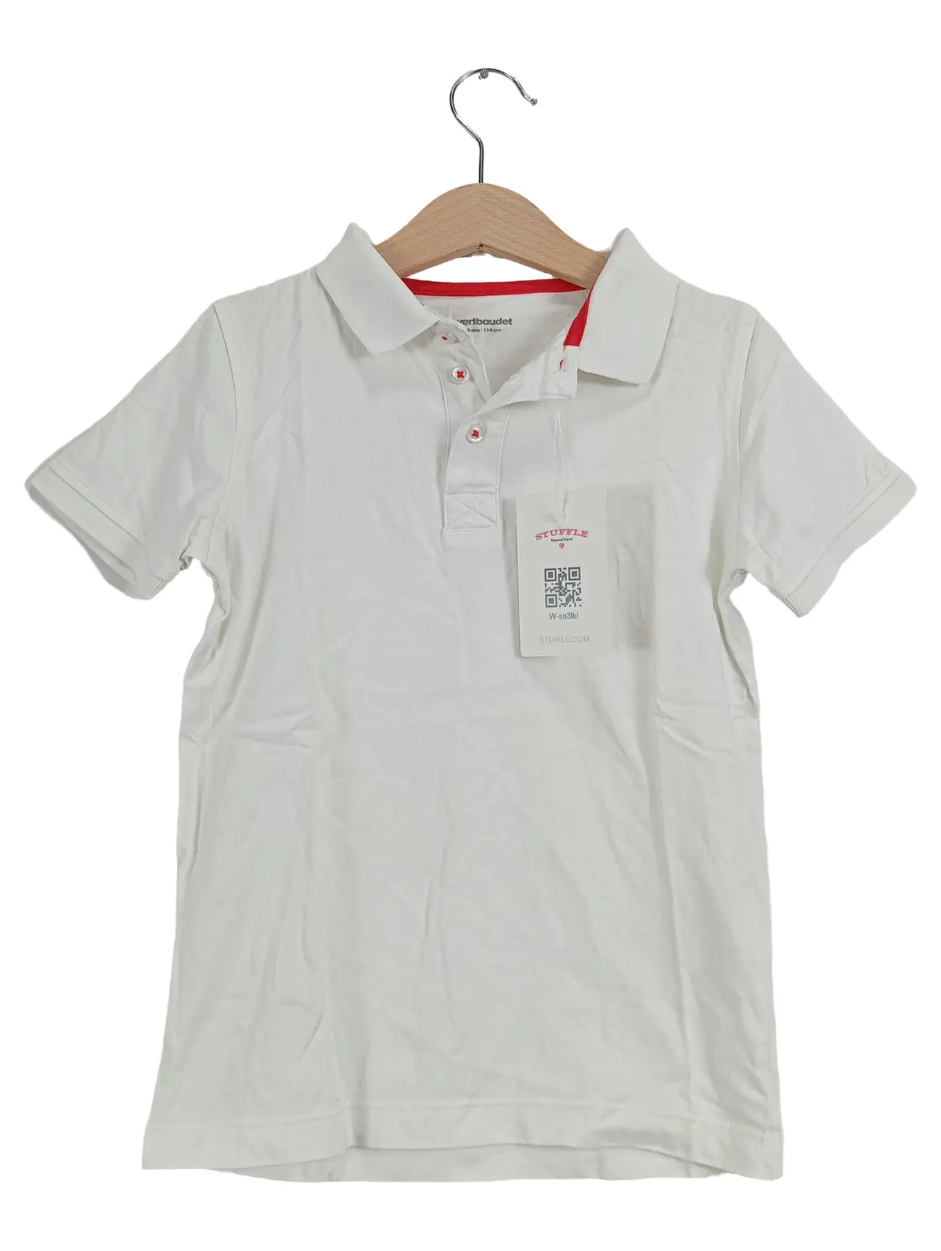 VERTBAUDET Kinder Poloshirt Gr. 116 Weiß Kurzarm Klassisch Baumwolle