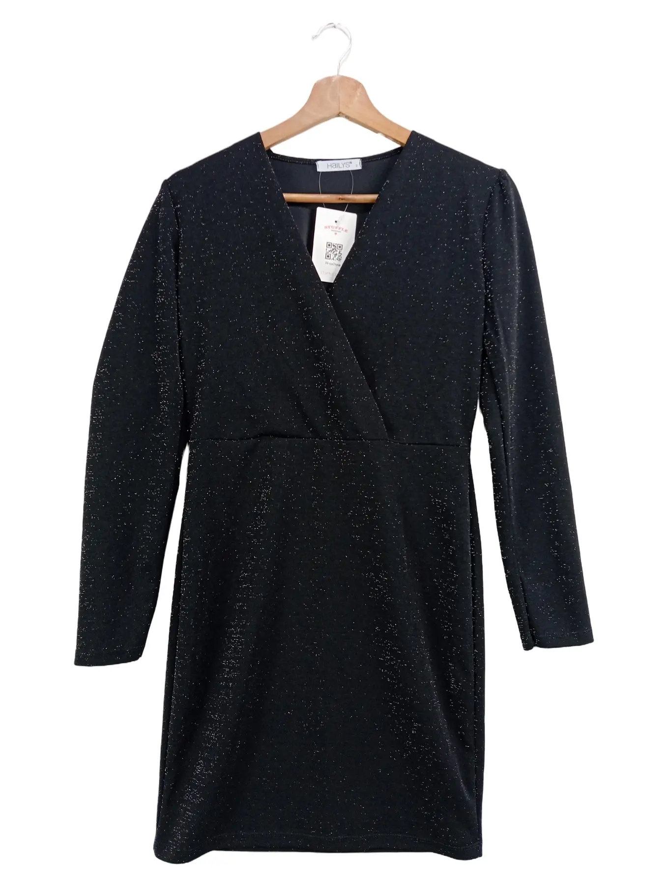 HAILYS Damen festliches Kleid Gr. 36/S Schwarz Glitzer Elegant Midikleid