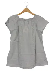 Vorschaubild 2 von Bluse Damen Gr. 36/S Grau Baumwolle Klassisch Elegant Kurzarm