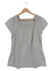 Vorschaubild 1 von Bluse Damen Gr. 36/S Grau Baumwolle Klassisch Elegant Kurzarm