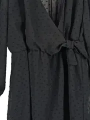 Vorschaubild 3 von Damen Kleid Schwarz Gr. S/36 Wickeloptik Rüschen Langarm Festlich