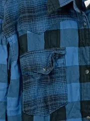 Vorschaubild 4 von Herren Freizeithemd Karo Langarm Baumwolle Blau Schwarz XL