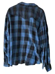 Vorschaubild 2 von Herren Freizeithemd Karo Langarm Baumwolle Blau Schwarz XL
