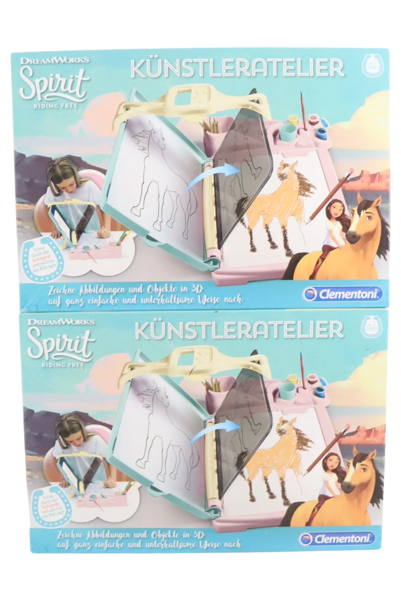 CLEMENTONI Zeichenset Künstleratelier Spirit Riding Free Kinder Blau Pferd
