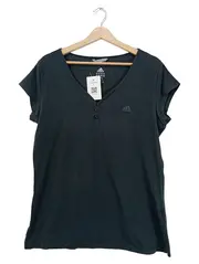 Vorschaubild 1 von Damen T-Shirt Gr. XL Schwarz V-Ausschnitt Kurzarm Sport