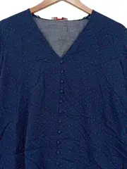 Vorschaubild 3 von Damen Bluse Gr. 38 Blau gepunktet Casual V-Ausschnitt 3/4-Arm