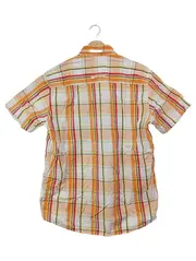 Vorschaubild 2 von Herren Freizeithemd Kariert Orange M/48 Kurzarm Baumwolle