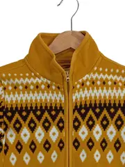 Vorschaubild 3 von Kinder Fleecejacke Gr. 116 Norwegermuster Gelb Reißverschluss