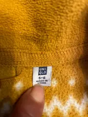 Vorschaubild 5 von Kinder Fleecejacke Gr. 116 Norwegermuster Gelb Reißverschluss