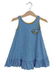Vorschaubild 1 von Mädchen Sommerkleid Gr. 98 Blau Gestreift Maritim Rüschen