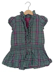 Vorschaubild 1 von Freizeitkleid Kinder Mädchen Gr. 92/98 Grün kariert Rüschen Casual