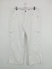 Vorschaubild 2 von Damen Cargohose Größe 44 Weiß Casual Baumwolle