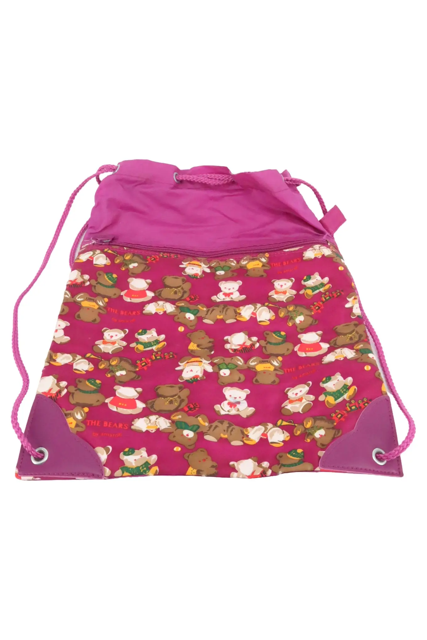 AMARO Sporttasche Kinder Lila Teddybär Turnbeutel Rucksack 39x27cm