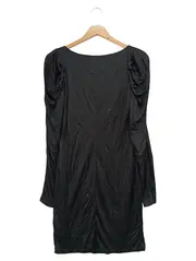 Vorschaubild 2 von Cocktailkleid Damen Gr. 38;M Schwarz Elegant Viskose Langarm
