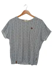 Vorschaubild 1 von Damen T-Shirt Grau Grafik Muster Gr. 38/M Casual Baumwolle