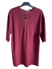 Vorschaubild 1 von Damen T-Shirt Rot Halbarm Reißverschluss Gr. 38/M Freizeit