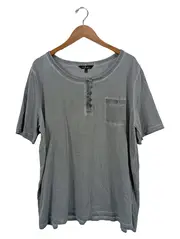 Vorschaubild 1 von Damen T-Shirt Grau meliert Gr. 50/5XL Casual mit Knopfleiste