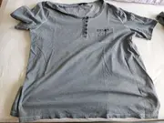Vorschaubild 2 von Damen T-Shirt Grau meliert Gr. 50/5XL Casual mit Knopfleiste