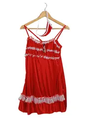 Vorschaubild 1 von SCHNABEL Babydoll Set Damen Nachthemd String Rot Rüschen S/M