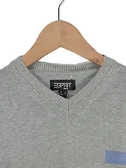 Vorschaubild 2 von Herren Pullover V-Ausschnitt Grau Gr. 50/L Baumwolle Casual