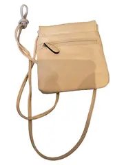 Vorschaubild 2 von Damen Umhängetasche Leder Beige Klein Crossbody Magnetverschluss