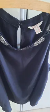 Vorschaubild 2 von Damen Top Bluse Perlenbesatz Gr. 34 XS Schwarz Elegant