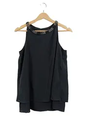 Vorschaubild 1 von Damen Top Bluse Perlenbesatz Gr. 34 XS Schwarz Elegant
