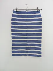 Vorschaubild 4 von Damen Jeansrock 36/S Blau Gestreift Midi Rock