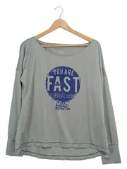 Vorschaubild 1 von Damen Sport Langarmshirt Laufshirt Gr. XL Grau Print Polyester