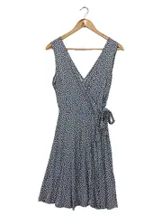 Vorschaubild 1 von Damen Wickelkleid Gr. 36/S Blau Floral Muster Midikleid Freizeitkleid