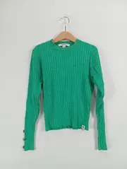 Vorschaubild 2 von Mädchen Pullover Rippstrick Gr. 140/146 Grün Zierknöpfe