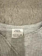 Vorschaubild 3 von Kinder Langarmshirt Rippstrick Gr. 152 Grau Überkreuz-Detail