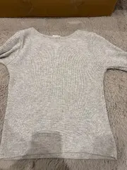 Vorschaubild 2 von Kinder Langarmshirt Rippstrick Gr. 152 Grau Überkreuz-Detail