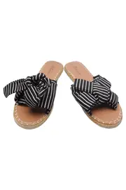 Vorschaubild 2 von Damen Pantoletten Gr. 38 Schwarz Gestreift Schleife Casual