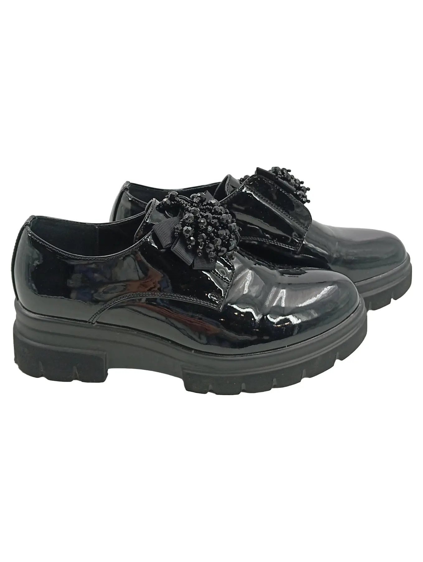 PRIMADONNA COLLECTION Plateau Schnürschuhe Perlen Peeptoe Damen Schwarz 39