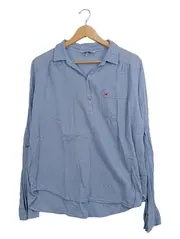 Vorschaubild 1 von Damen Hemdbluse Blau Gr. 40/L Casual Baumwolle Langarm