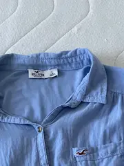 Vorschaubild 5 von Damen Hemdbluse Blau Gr. 40/L Casual Baumwolle Langarm