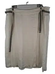 Vorschaubild 1 von Collection Damen A-Linienrock Leinen Beige Gr. 48 Midirock