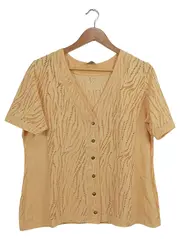 Vorschaubild 1 von Damen Bluse 42/XL Orange Casual Lochmuster Kurzarm