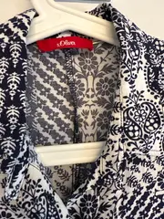 Vorschaubild 5 von Damen Jumpsuit Kurz Gr. S Blau Weiß Paisley Boho Viskose