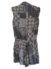 Vorschaubild 2 von Damen Jumpsuit Kurz Gr. S Blau Weiß Paisley Boho Viskose